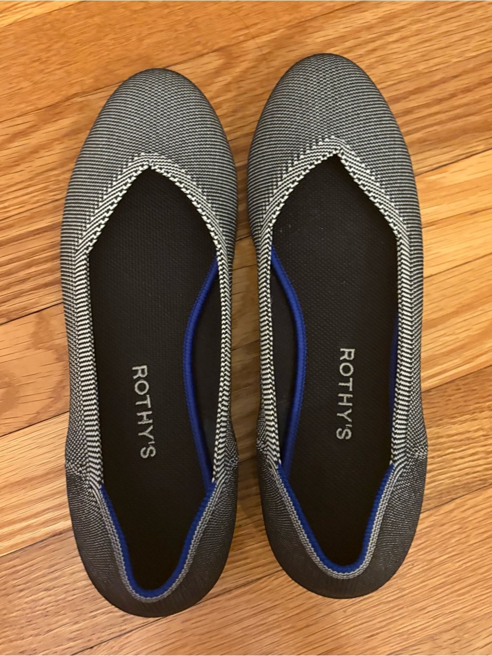 Rothy's Washable Gray Herringbone Birdseye Round Toe Flats 10.5